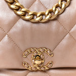 Shiny Lambskin Quilted Medium Chanel 19 Flap Beige