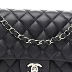 Caviar Quilted Medium Double Flap Navy