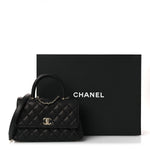 Caviar Quilted Mini Coco Handle Flap Black