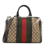 Monogram Selleria Calfskin Vintage Web Medium Boston Dark Brown