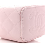 Caviar Quilted Mini Vanity Case With Chain Light Pink