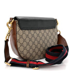GG Supreme Monogram Web Medium Padlock Messenger Shoulder Bag Black