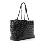 Patent Quilted Large Coco Shine Shopping Tote Navy