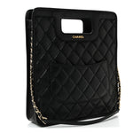Aged Calfskin Small Charms Shopping Bag Black