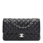 Caviar Quilted Medium Double Flap Navy