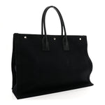 Linen Calfskin Rive Gauche Tote Black