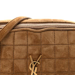 Suede Calfskin Mini Quilted Monogram Camera Bag Golden Leaf