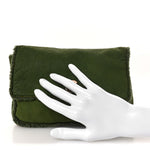 Suede Shearling Flap Clutch Green