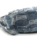 Denim BB Monogram Le Cagole Shoulder Bag XS Blue