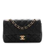 Lambskin Quilted Mini Rectangular Flap Black