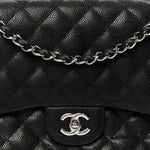 Caviar Quilted Jumbo Double Flap Black