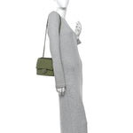 Lambskin Quilted Medium Double Flap Green