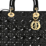 Patent Cannage Large Lady Dior Black
