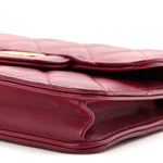 Lambskin Quilted Top Handle Flap Coin Purse With Chain Burgundy