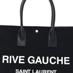 Linen Calfskin Rive Gauche Tote Black