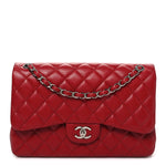 Caviar Quilted Jumbo Double Flap Dark Red