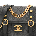 Denim Quilted Mini Flap Grey