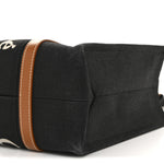 Cotton Calfskin Medium Woody Ribbon Tote Black