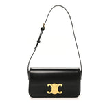 Shiny Calfskin Triomphe Shoulder Bag Black
