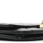 Lambskin Quilted Golden Class Wallet on Chain WOC Black