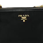 Tessuto Nylon Soft Calf Double Zip Crossbody Bag Black