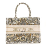 Canvas Embroidered Medium Around The World Book Tote Gold