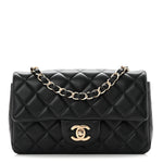 Lambskin Quilted Mini Rectangular Flap Black