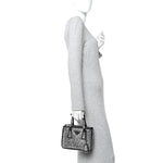 Satin Crystal Mini Galleria Double Zip Tote Metal