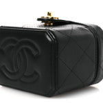 Lambskin Quilted Vanity Clutch With Chain Black
