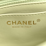 Lambskin Quilted Mini Pearl Crush Flap Light Green