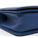 Caviar Quilted Medium Boy Flap Dark Blue