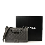 Calfskin Double Stitch New Medium Boy Flap Grey
