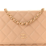 Caviar Quilted Wallet on Chain WOC Beige