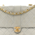 Lambskin Quilted Small Single Flap Light Blue