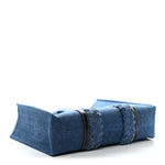 Denim Calfskin Large Braided Woody Ribbon Tote  Blue