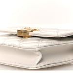 Calfskin Quilted Perfect Fit Coin Purse With Chain White