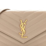 Grain De Poudre Matelasse Chevron Monogram Envelope Chain Wallet Dark Beige