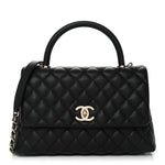Caviar Quilted Small Coco Handle Flap Black