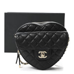 Lambskin Quilted CC In Love Heart Bag Black