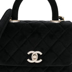 Velvet Crystal Quilted Extra Mini Coco Handle Flap Black