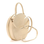 Calfskin Crocodile Embossed Circle Crossbody Bag Dune