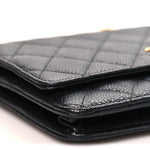 Caviar Quilted Wallet on Chain WOC Black