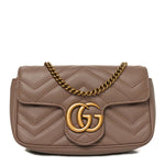 Calfskin Matelasse Super Mini GG Marmont Shoulder Bag Porcelain Rose