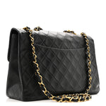 Lambskin Quilted XL Jumbo Single Flap Black