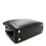 Natural Smooth Calfskin Small Rodeo Top Handle Handbag Black