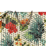 Calfskin Studded Floral Mosaic Loubiclutch Crossbody Clutch White Multicolor