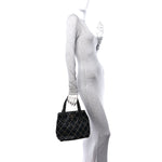 Calfskin Stitch Small Surpique Tote Black