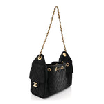 Washed Denim Quilted Mini Chanel 25 Handbag Black