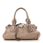 Metallic Calfskin Medium Paddington Satchel Taupe