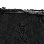 Crinkled Calfskin Matelasse Monogram Medium Niki Chain Satchel Black
